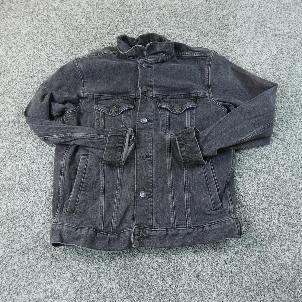 Gap Jacket Mens S Black Denim Type 3 Trucker Jean Biker Coat Western Work Coat